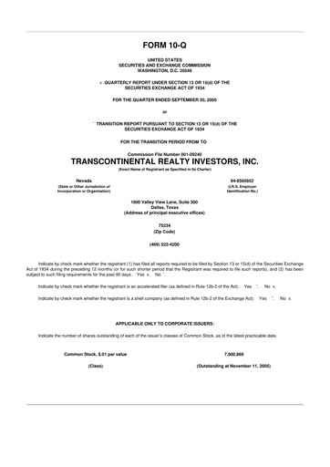 Thumbnail Transcontinental Realty Investors 10-Q Quarterly Report FY 