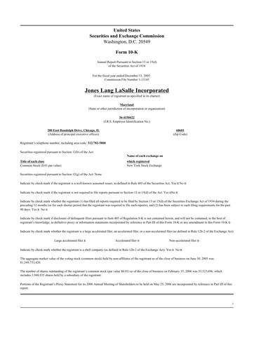 Thumbnail Jones Lang LaSalle 10-K Annual Report 