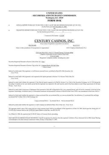 Thumbnail Century Casinos 10-K Annual Report 