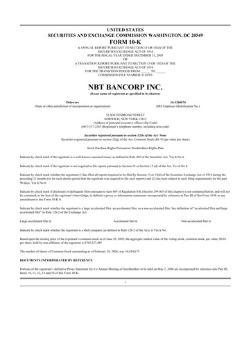 Thumbnail NBT Bancorp 10-K Annual Report 