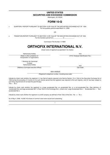 Thumbnail Orthofix Medical
 10-Q Quarterly Report FY 