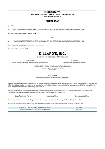 Miniature Dillard's
 10-Q Rapport trimestriel  