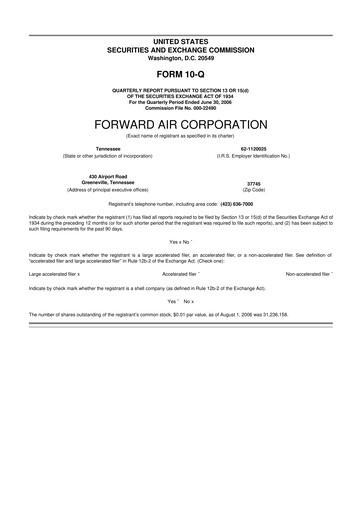 Thumbnail Forward Air 10-Q Quarterly Report FY 