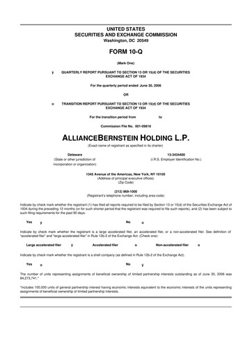 Thumbnail AllianceBernstein 10-Q Quarterly Report FY 