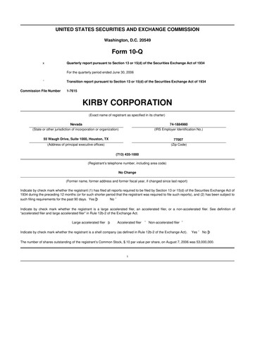 Thumbnail Kirby Corporation
 10-Q Quarterly Report FY 