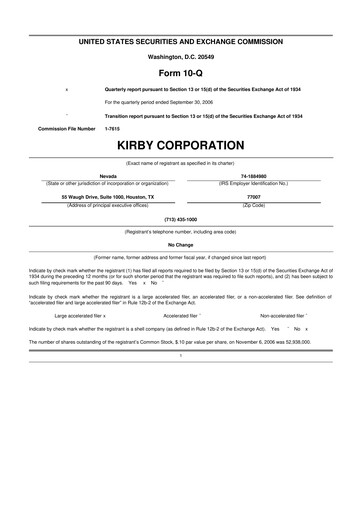 Thumbnail Kirby Corporation
 10-Q Quarterly Report FY 