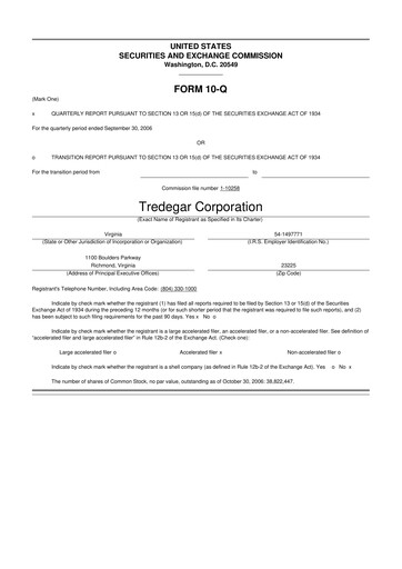 Thumbnail Tredegar 10-Q Quarterly Report FY 