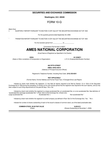 Thumbnail Ames National Corp. 10-Q Quarterly Report FY 