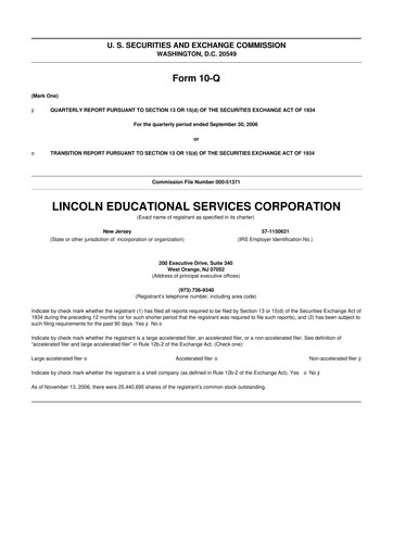 Thumbnail Lincoln Educational Services 10-Q Quarterly Report FY 