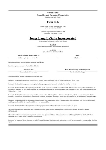 Thumbnail Jones Lang LaSalle 10-K Annual Report 