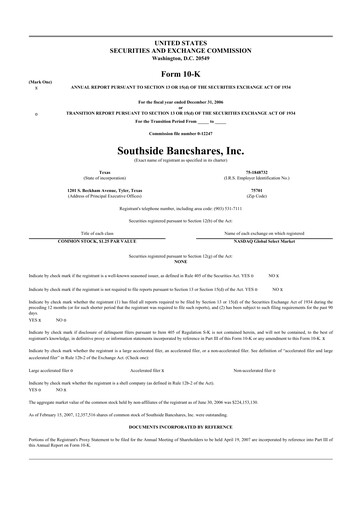 Thumbnail Southside Bancshares 10-K Annual Report 