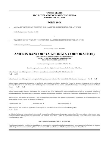 Thumbnail Ameris Bancorp
 10-K Annual Report 