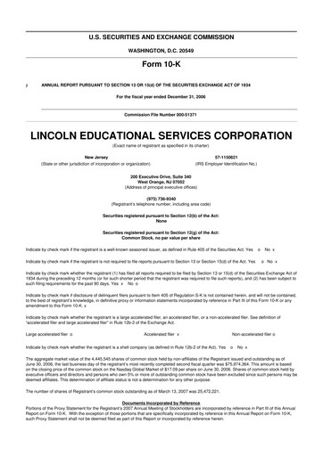 Vorschaubild Lincoln Educational Services 10-K Jahresbericht 