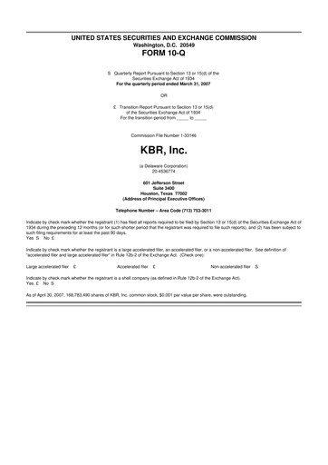 Thumbnail KBR
 10-Q Quarterly Report FY 