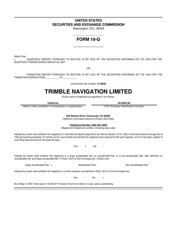 Vorschaubild Trimble 10-Q Quartalsbericht  