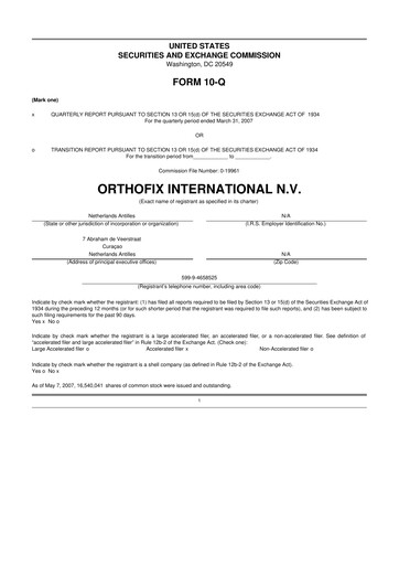 Thumbnail Orthofix Medical
 10-Q Quarterly Report FY 