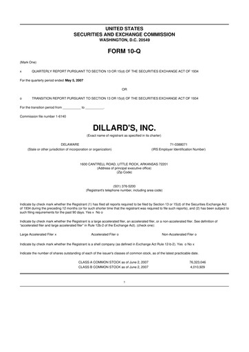 Miniature Dillard's
 10-Q Rapport trimestriel  