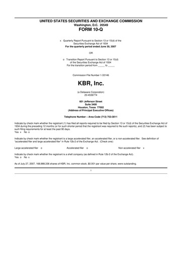 Thumbnail KBR
 10-Q Quarterly Report FY 