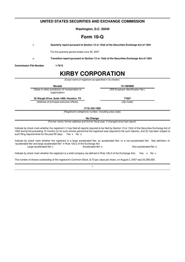Thumbnail Kirby Corporation
 10-Q Quarterly Report FY 