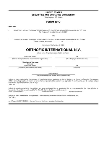 Thumbnail Orthofix Medical
 10-Q Quarterly Report FY 