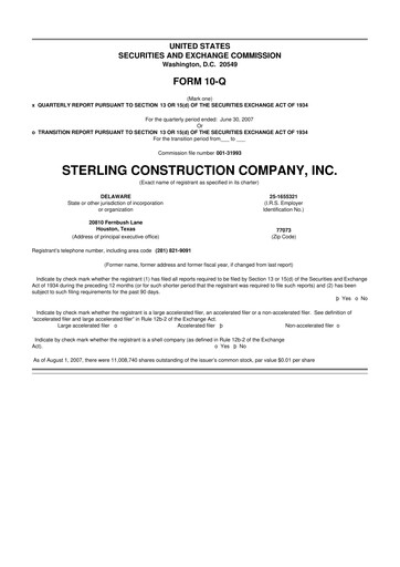 Thumbnail Sterling Infrastructure 10-Q Quarterly Report FY 