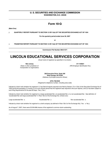Thumbnail Lincoln Educational Services 10-Q Quarterly Report FY 