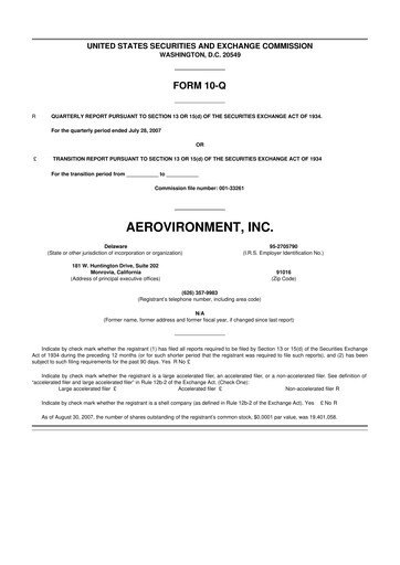 Thumbnail AeroVironment 10-Q Quarterly Report FY 