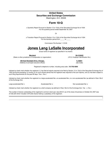 Vorschaubild Jones Lang LaSalle 10-Q Quartalsbericht  