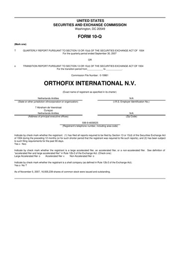 Thumbnail Orthofix Medical
 10-Q Quarterly Report FY 