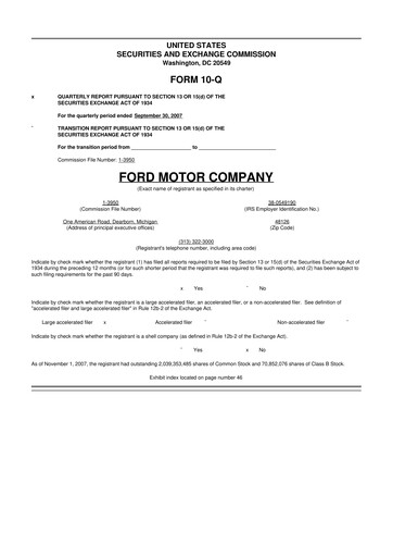 Thumbnail Ford 10-Q Quarterly Report FY 