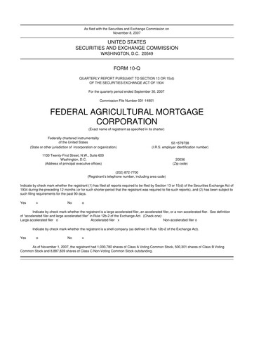 Thumbnail Federal Agricultural Mortgage Corporation 10-Q Quarterly Report FY 