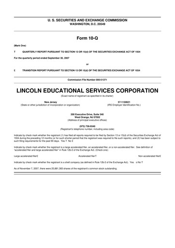 Thumbnail Lincoln Educational Services 10-Q Quarterly Report FY 