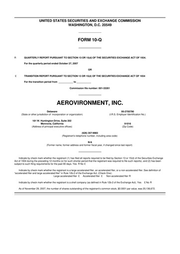 Thumbnail AeroVironment 10-Q Quarterly Report FY 
