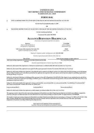 Thumbnail AllianceBernstein 10-K Annual Report 