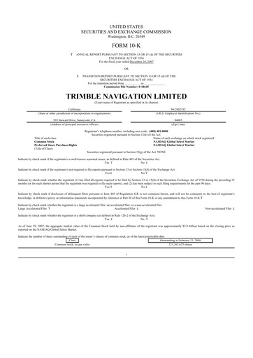 Thumbnail Trimble 10-K Annual Report 
