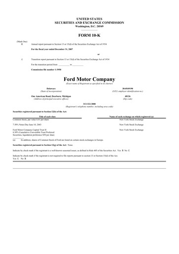 Miniature Ford 10-K Rapport annuel 