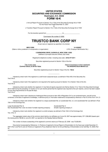 Thumbnail Trustco Bank 10-K Annual Report 