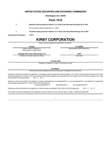 Thumbnail Kirby Corporation
 10-Q Quarterly Report FY 