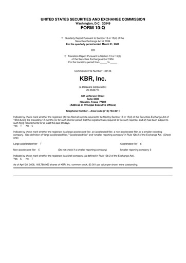 Thumbnail KBR
 10-Q Quarterly Report FY 