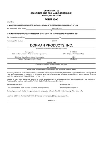 Thumbnail Dorman Products 10-Q Quarterly Report FY 