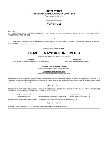 Vorschaubild Trimble 10-Q Quartalsbericht  