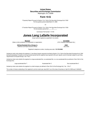 Vorschaubild Jones Lang LaSalle 10-Q Quartalsbericht  