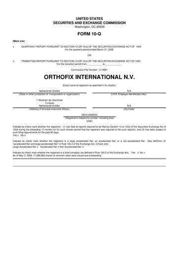 Thumbnail Orthofix Medical
 10-Q Quarterly Report FY 