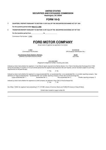 Thumbnail Ford 10-Q Quarterly Report FY 