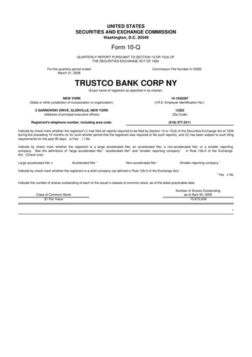 Thumbnail Trustco Bank 10-Q Quarterly Report FY 