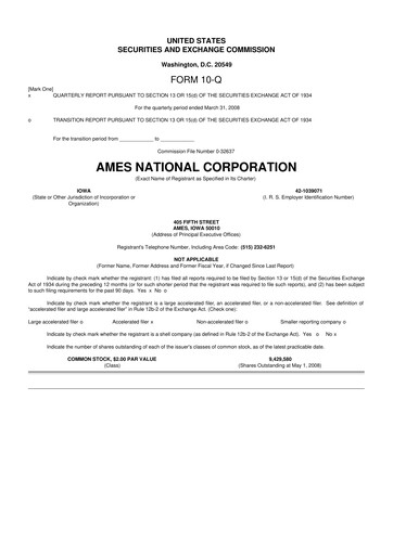Thumbnail Ames National Corp. 10-Q Quarterly Report FY 