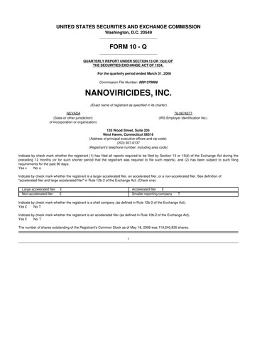 Thumbnail NanoViricides 10-Q Quarterly Report FY 