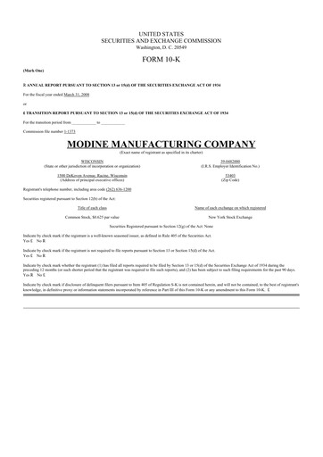 Thumbnail Modine Manufacturing
 10-K Annual Report 