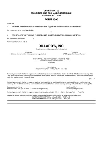 Miniature Dillard's
 10-Q Rapport trimestriel  