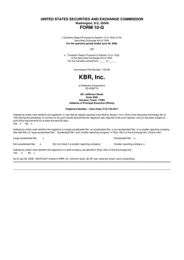 Thumbnail KBR
 10-Q Quarterly Report FY 